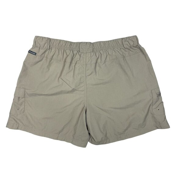 Columbia Sandy River Cargo Shorts Large 6L 6" Inseam Tan Nylon Hiking Outdoor - Picture 2 of 9